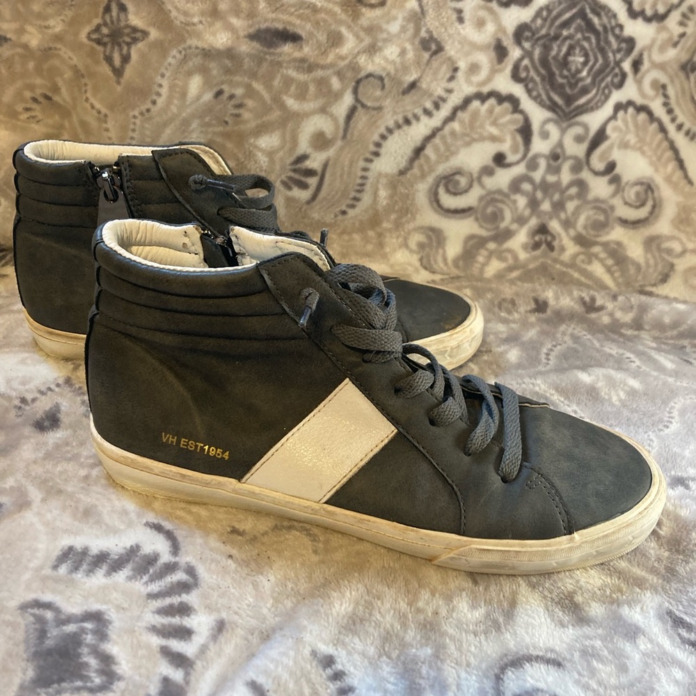 Vintage Havana Grey and White Women’s High-Top Sneakers